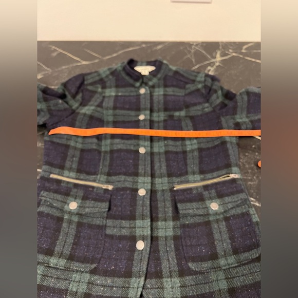 Blackwatch Plaid Wool Blend Snapfront Jacket Blazer Sz Small Stand Collar - Picture 13 of 16